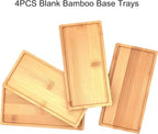4PCS Mosaic Bamboo Coasters for Crafts, Blank Base Trays, Drinking Cup Coaster - Image 3