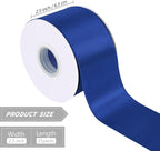 Royal Blue 2.5 Inch Continuous 25 Yards Satin Wired Ribbon - Image 2