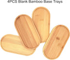 4PCS Mosaic Bamboo Coasters for Crafts, Blank Base Trays, Drinking Cup Coaster - Image 3