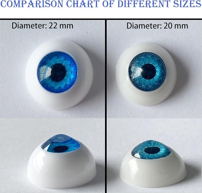 8 Pairs of 4 Colors 22mm Half Round Realistic Acrylic Eyes - Image 3