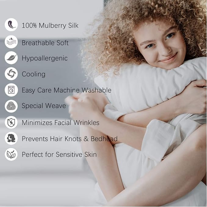 100% Silk Pillow Cases 2 Pack, Mulberry Silk Pillowcase - Image 3