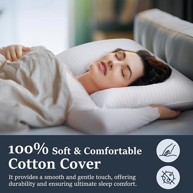 COZSINOOR Goose Feather Pillows Queen Size Set of 2 - Image 3