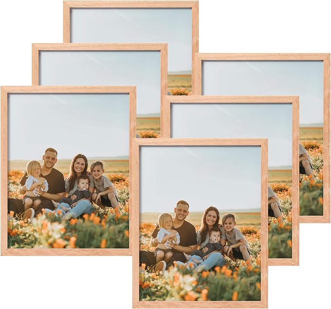 ATOBART 8x10 Set of 6 Oak Wood Picture Frame Solid Wooden Photo Frame Natural by ATOBART