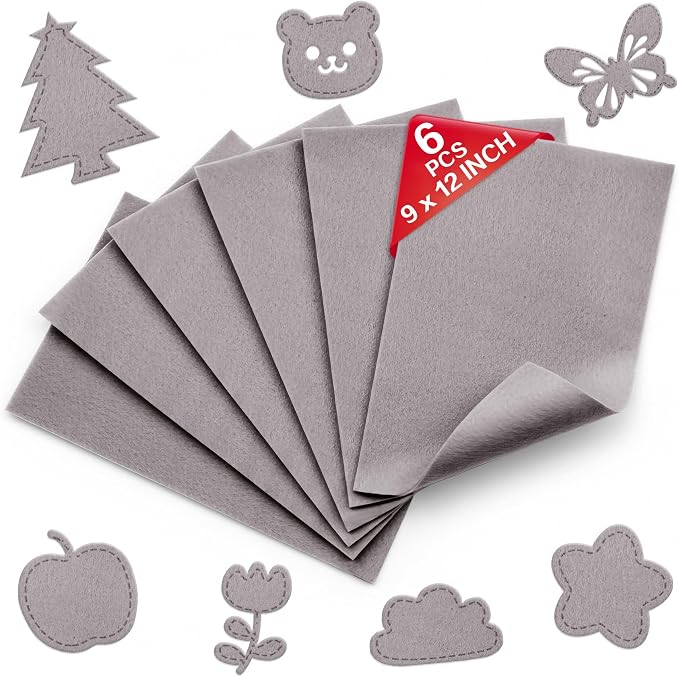 Light Gray Soft Felt Sheets for Crafts, 1.6mm Thick, Kids' Crafts, DIY Projects by Grainear