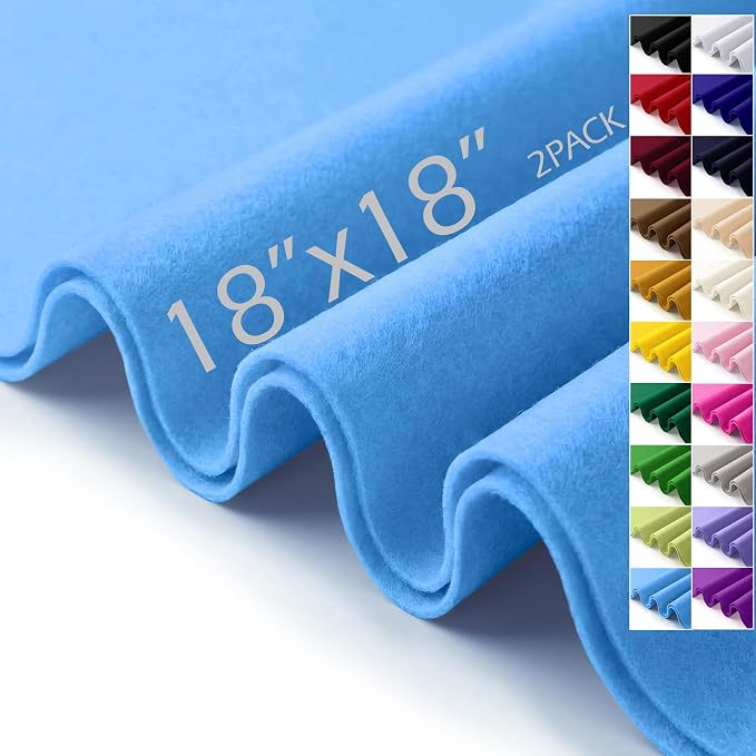 Felt Fabric Sheets 18" x 18" 1.6mm Soft Craft Felt, Sky Blue | Soft Precut Felt by AblemeDeco