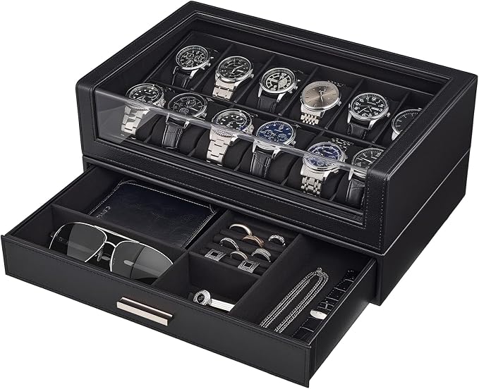 ProCase Watch Box for Men, 12 Slots Watch Display Holder by ProCase