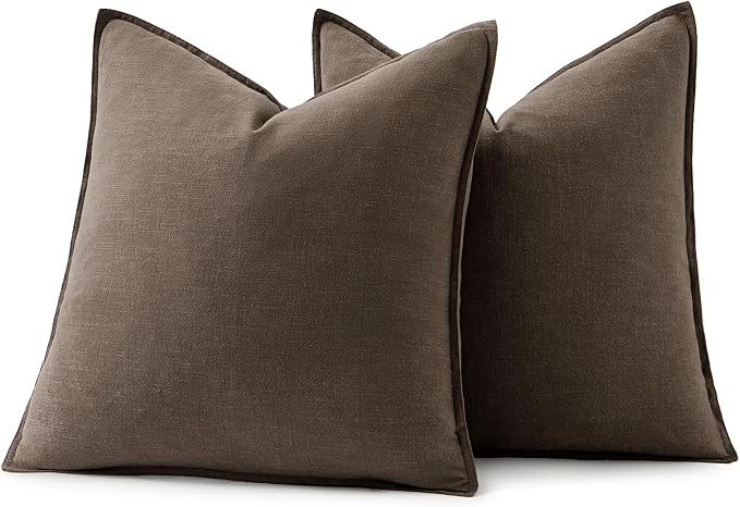 MIULEE Decorative Linen Pillow Covers 18x18 Inch CoffeeBoho Farmhouse Neutral - Image 7