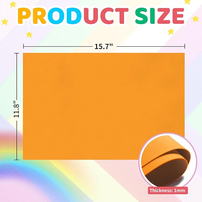 biguphate 20 Pack Orange EVA Foam Sheets, 15.7 x 11.8 in, 1MM Thick Foam Paper - Image 2