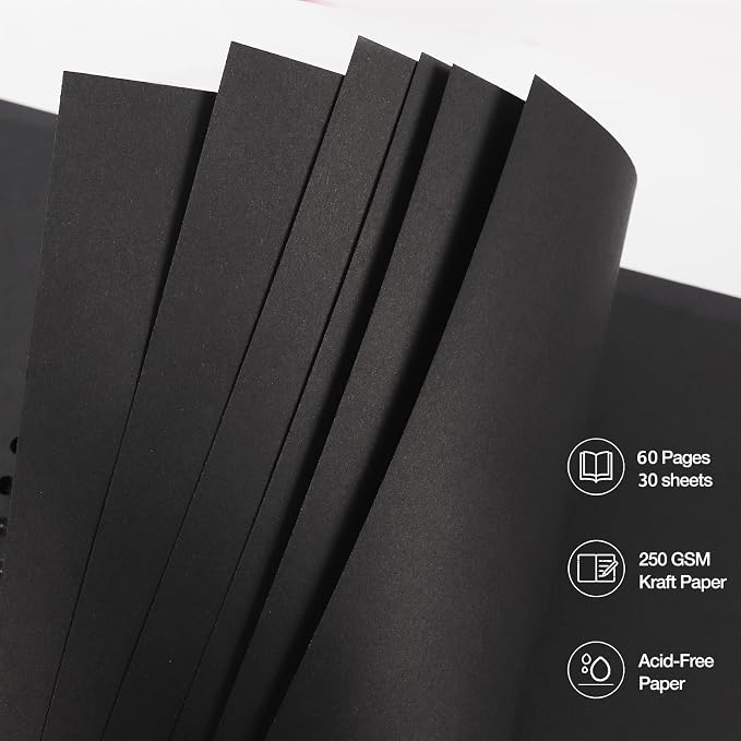 RECUTMS 10 x 10 Inch DIY Scrapbook Album 60 Pages Hardcover Kraft Paper Scrap - Image 5