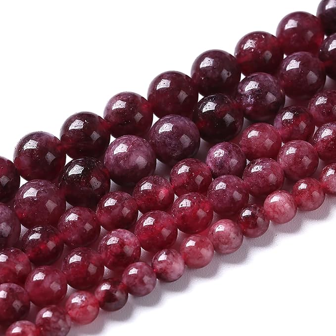 36pcs 10mm Natural Garnet Jade Gemstone Round Loose Spacer Beads - Image 2