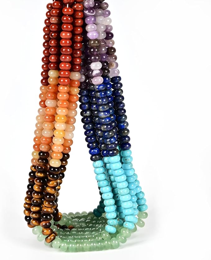 5x8mm Natural Rondelle Beads – Loose Gemstone Spacers by CAI+YI+MING