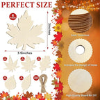 36PCS Wooden Fall Ornaments to Paint Thanksgiving Decorations, 6 Styles DIY - Image 2