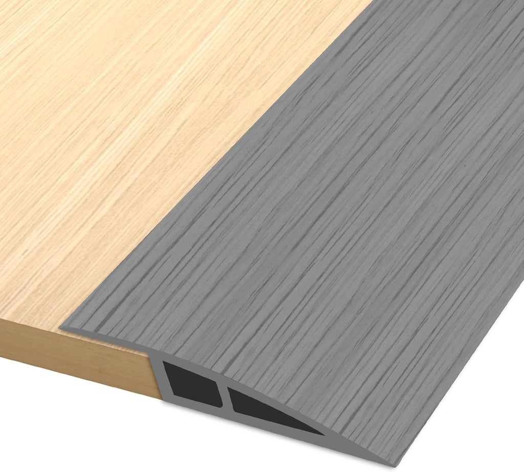 Vinyl Door Threshold Flooring Transition Strip Self Adhesive Carpet Edging Strip for Laminate Doorway Edge Threshold from 2/5" to 3/5" (Light Gray Wood Grain, 3.3 Ft)