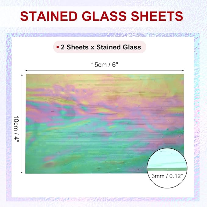 PATIKIL 4 x 6 Inch Transparent Stained Glass Sheets, 2 Sheets Mosaic Glass - Image 2