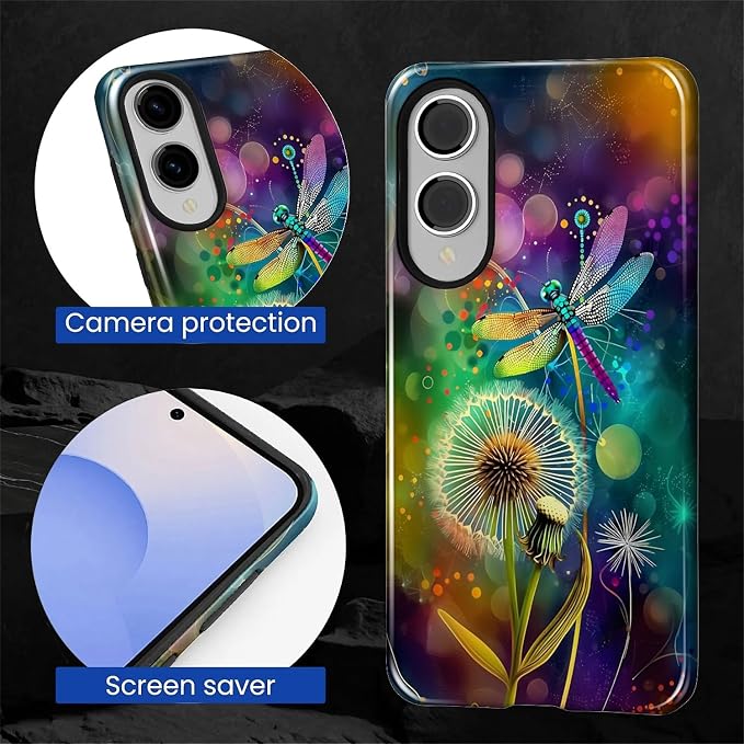 for Samsung Galaxy S25 Edge Case, Dragonfly Dandelion Colorful Pattern Glossy 2 - Image 6
