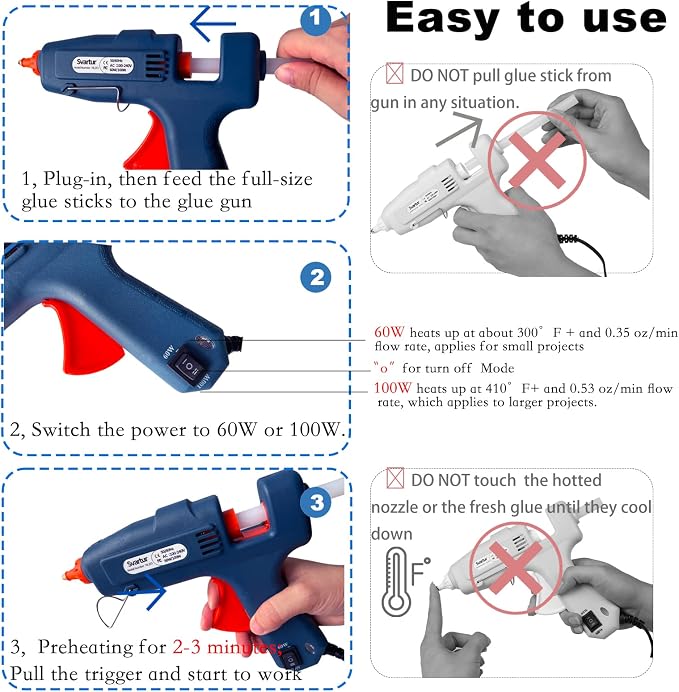 Full Size Hot Glue Gun with Case, 60W/100W/OFF Switch, 9.8ft Extra-long Power - Image 5