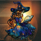 Cute Wizard Reading Books Acrylic Suncatcher Stained Glass Effect Window Car - Image 7
