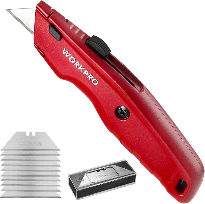 WORKPRO Premium Utility Knife, Retractable All Metal Heavy Duty Box Cutter by WORKPRO