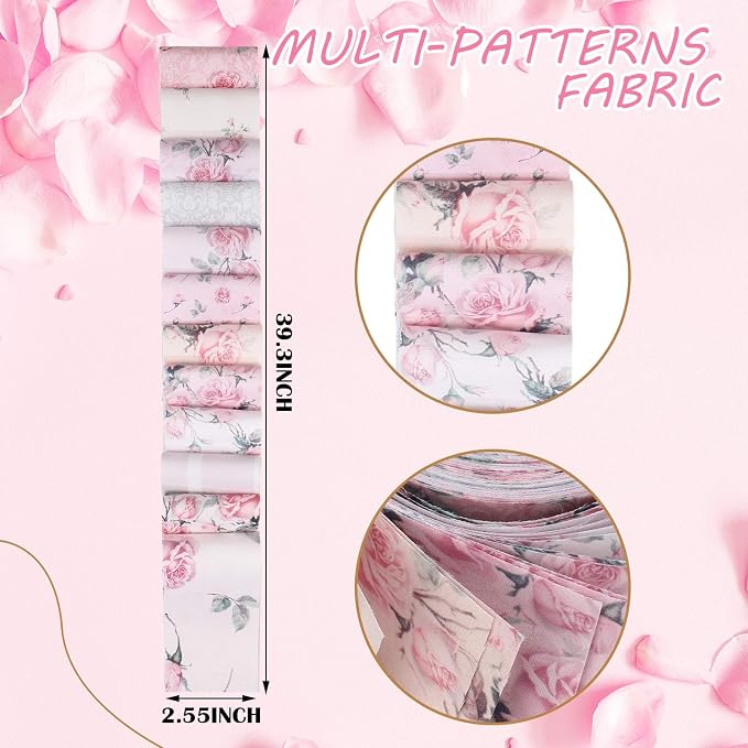 Hosuly 40 Pcs Pink Rose Floral Jelly Fabric - Image 2