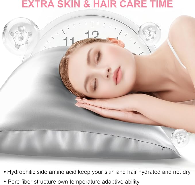 Silk Body Pillow Cover with Zipper, Mulberry Silk Pillow Cases Body Size - Image 3
