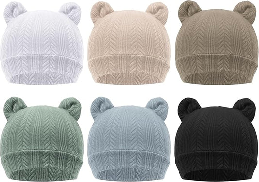 DRESHOW BQUBO 6 Pack Baby Hats for Boys Girls Unisex Baby Hat Soft Knit Cap Nursery Beanie for Newborn Infant Toddler Kid
