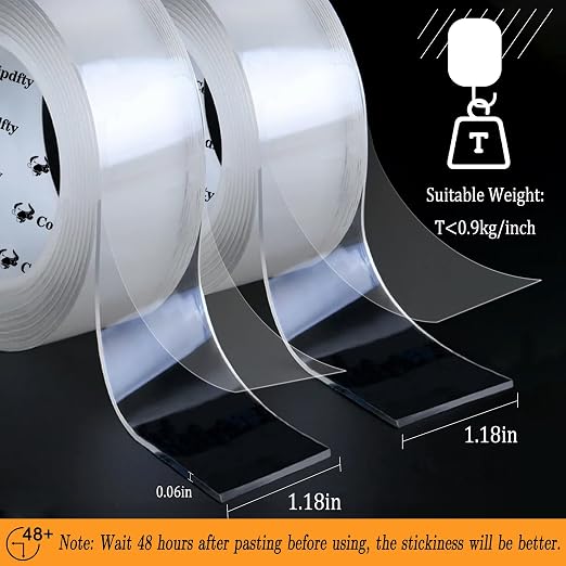 Double Sided Tape Heavy Duty for Wall Decor No Damage to Paint, Nano Two Sided - Image 2