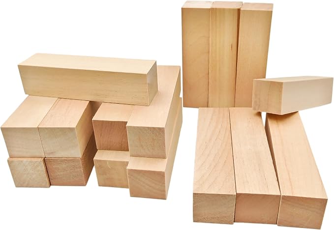 16Pcs Unfinished Basswood Blocks-1x1x4 Inch Small Rectangular Wood Blocks by Unknown