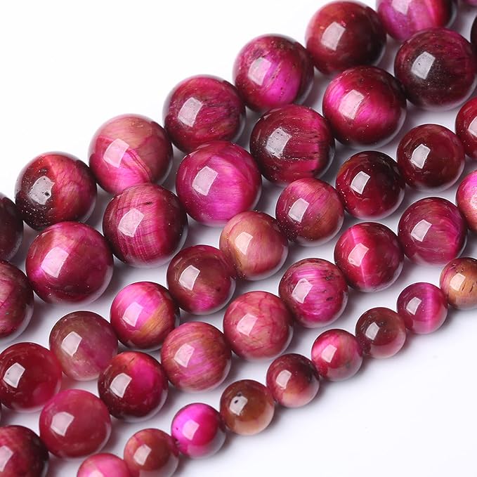 Natural Rose Red Tiger Eye Beads - Image 2