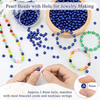 DUQGUHO Blue Beads for Bracelets Pearls for Jewelry Making 8mm Blue Pearl for - Image 2
