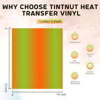 Tintnut Orange Green Gradient Heat Transfer Vinyl, Ombre pattern PU HTV Sheets - Image 2