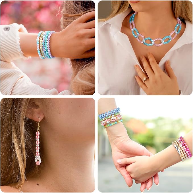 Funtopia 2085pcs Pearl Beads, 32 Colors Colorful Round Beads - Image 3