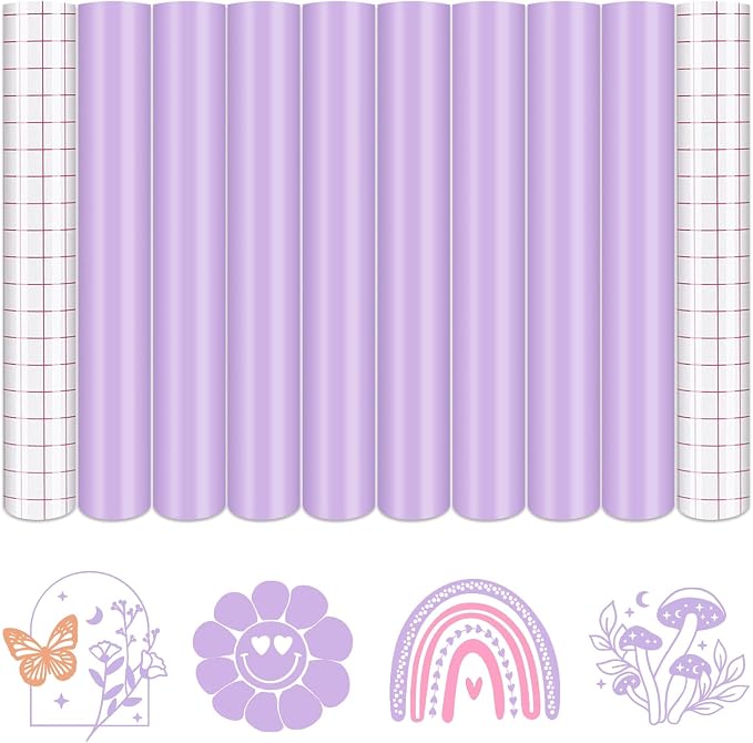 Tintnut Boho Permanent Vinyl 8 Pcs 12x10in Pale Lilac Purple Adhesive Vinyl | by Tintnut