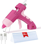 20W Cordless Hot Glue Gun with 30 Sticks Set, Rechargeable Pink Mini Glue Gun by HHieratic