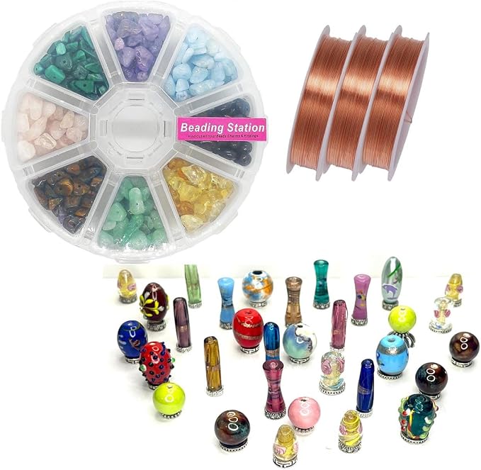 Set of 8 Wire Wrapped Liitle Tree of Lifes DIY Making Kit. Box of 8 Color - Image 3