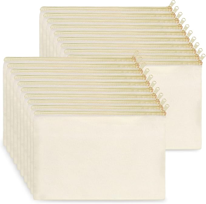 Koolmox Bulk Cosmetic Bags, Canvas Pencil Bag, Bulk Plain Beige Canvas Pouch by Koolmox