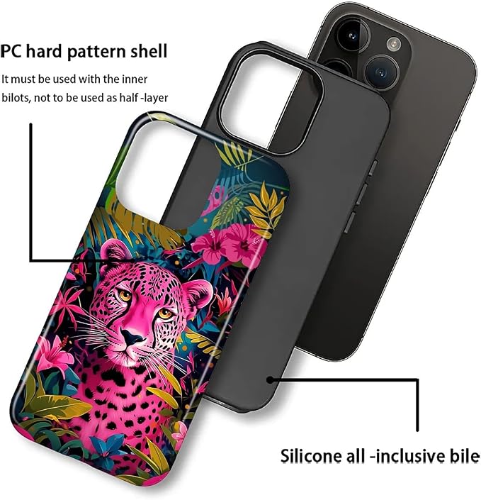 ZHEGAILIAN Case for iPhone 16 Pro Max, Panther Leopard Flower Durable - Image 2