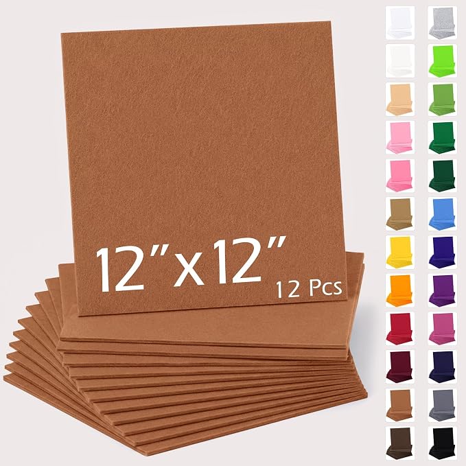 12" x 12" Felt Sheets for Crafts, 2mm Stiff Felt Fabric, Chocolate | 2mm Thick by AblemeDeco