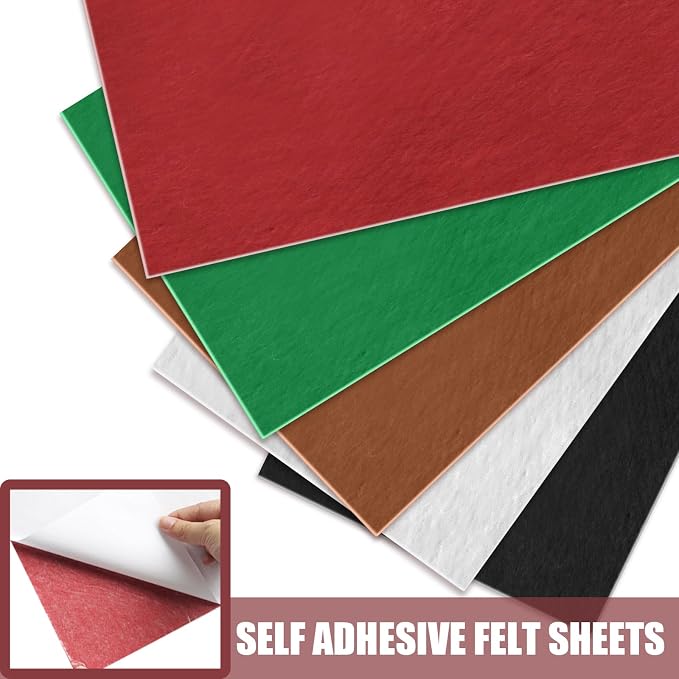 Bonsicoky Red Self Adhesive Felt Sheets, 10 Pack, A4 Size | Felt Fabric - Image 3