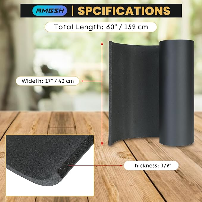1/2" Thick X 17" Wide X 60" Long Closed-Cell Foam Neoprene Padding, - Image 2