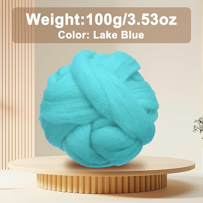 uxcell 3.53oz Wool Roving Yarn, Needle Felting Wool Fiber DIY Craft Needle Wet - Image 2