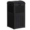 Flamaker 30 Gallon Trash Can, Resin Outdoor Garbage Can with Lid, Waterproof Hideaway Patio Waste Bins for Outside Use (Black)