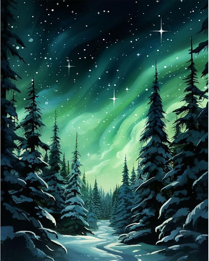 Paint by Numbers Kit for Adults Beginner, Aurora Adult Paint by Number Kits on by Fountor