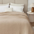 100% Cotton Muslin Blanket Queen 90" x 90", 6 Layers Breathable and Lightweight - Image 3