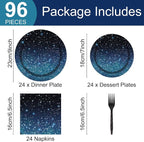 96 Pcs Galaxy Party Starry Night Supplies Tableware Set Outer Space Theme - Image 2