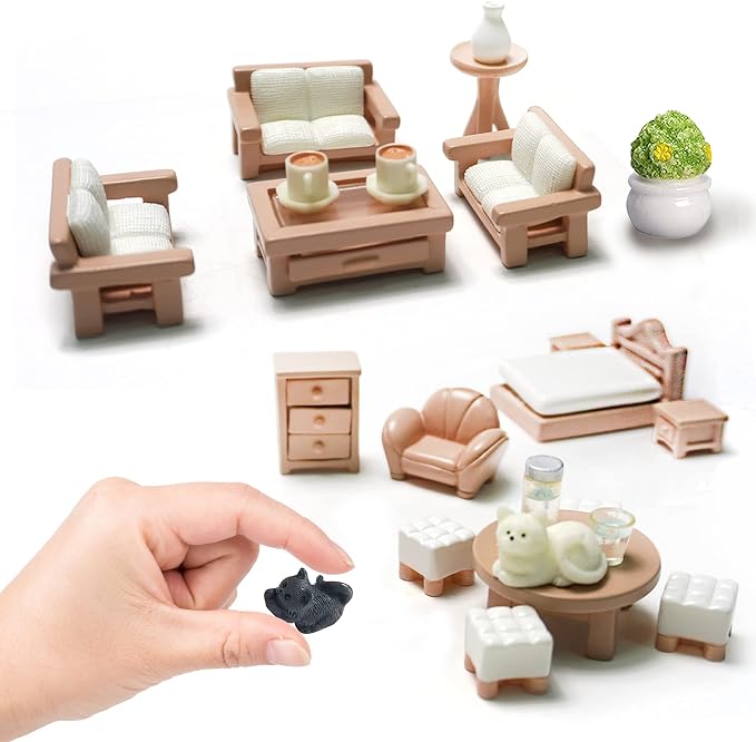 23 Pieces Dollhouse Mini Furniture Decoration Set DIY Accessories Including - Image 3