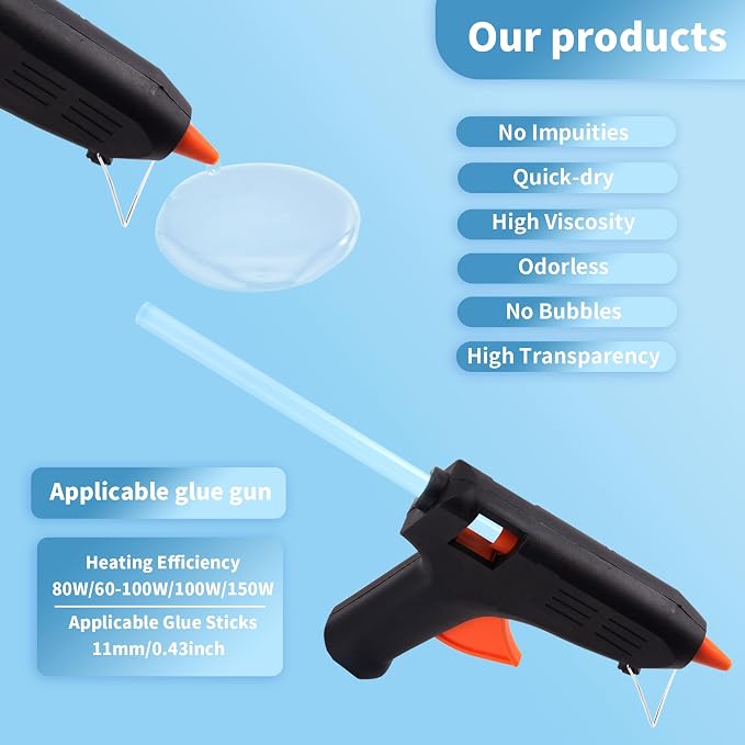 MATUFF Hot Glue Sticks Full Size, 0.43” Dia x 8” Long - Image 4