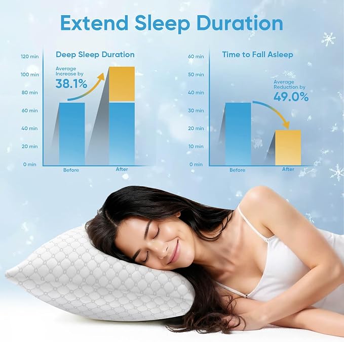 OAISZ Shredded Memory Foam Pillows, Cooling Bed Pillows Queen Size Set of 2 - Image 5