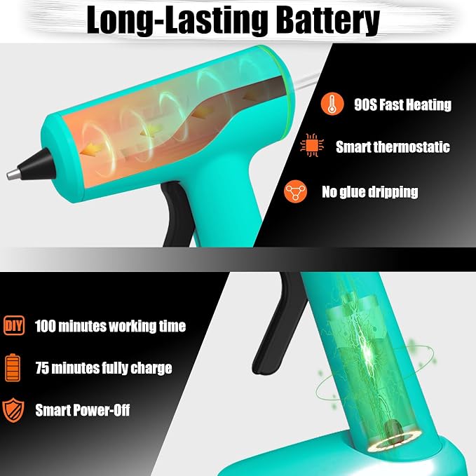 MONVICT Smart Power-Off Cordless Hot Glue Gun, Mini Glue Gun Kit - Image 4