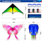 SGftre 3 Piece Set Butterfly Delta and Octopus Kites - Image 2
