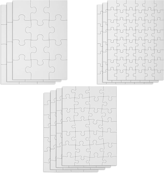 Mr. Pen- Blank Puzzle, 10 Sets, 12/28/48 Pieces/Pack, 8.2" x 5.6" | Modern by MrPen